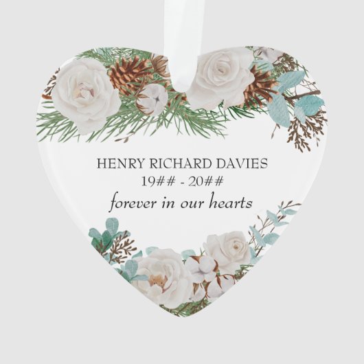 Bij het liefhebben van het Geheugen witte rozenpij Ornament (achterkant)