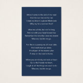 Bij het liefhebben van Memory Photo Memorial Poem  Visitekaartje (Achterkant)