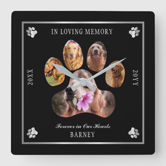 Bij het liefhebben van Memory Photo Pet Memorial - Vierkante Klok (Voorkant)