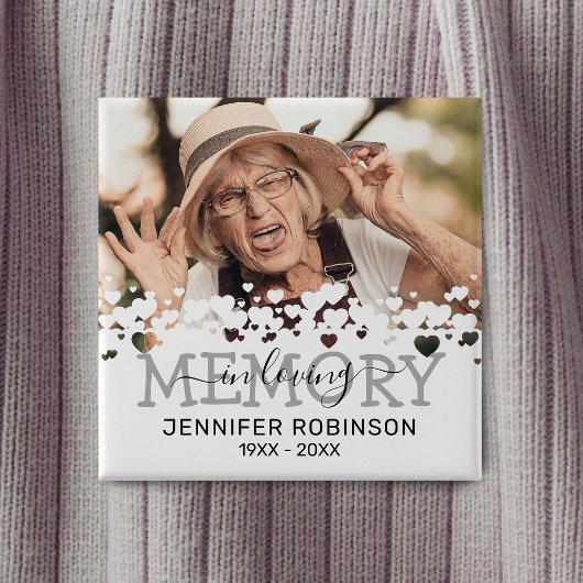 Bij het liefhebben van Memory Tribution Memorial Vierkante Button 5,1 Cm