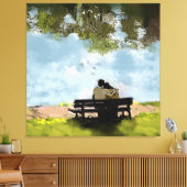 Bij het meer canvas afdruk (Insitu (Woonkamer))