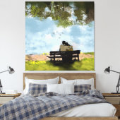 Bij het meer canvas afdruk (Insitu (Slaapkamer))
