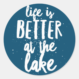 Bij het meer ronde sticker