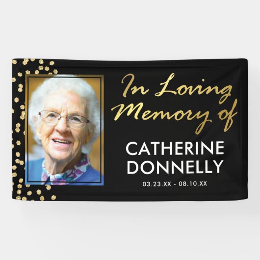 Bij het opslaan van geheugen | Black Gold Memorial Spandoek (Horizontaal)