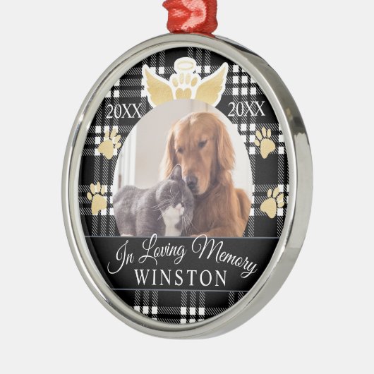 Bij het opslaan van geheugen | Black Pset Memorial Metalen Ornament (Links)