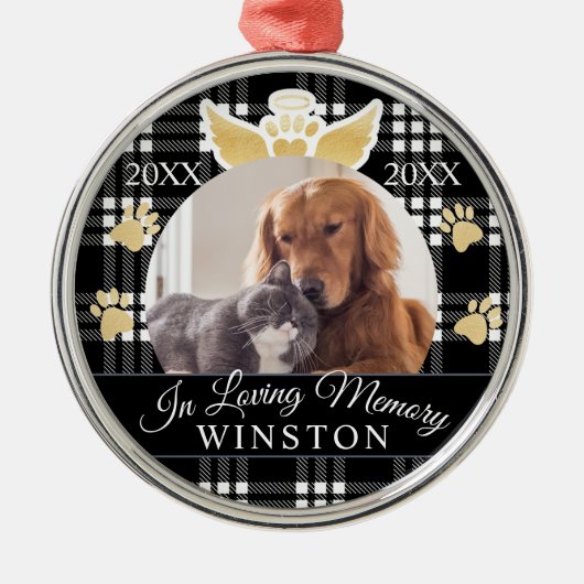 Bij het opslaan van geheugen | Black Pset Memorial Metalen Ornament (Voorkant)