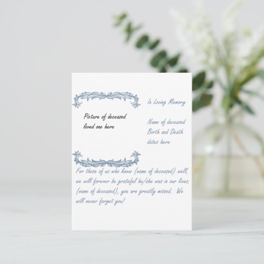 Bij het opslaan van geheugen briefkaart (Staand voorkant)