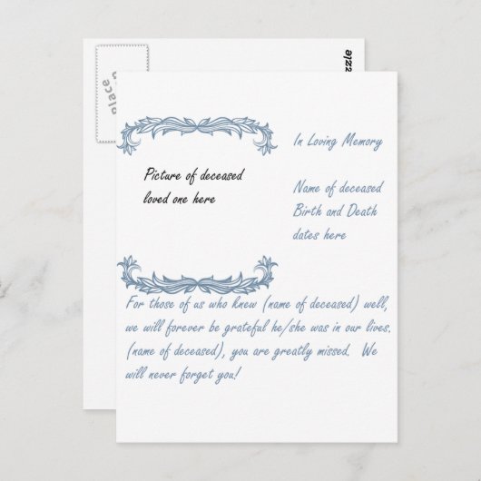 Bij het opslaan van geheugen briefkaart (Voorkant / Achterkant)