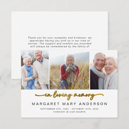 Bij het opslaan van geheugen | Drie foto's Vreemd  Bedankkaart (Voorkant / Achterkant)