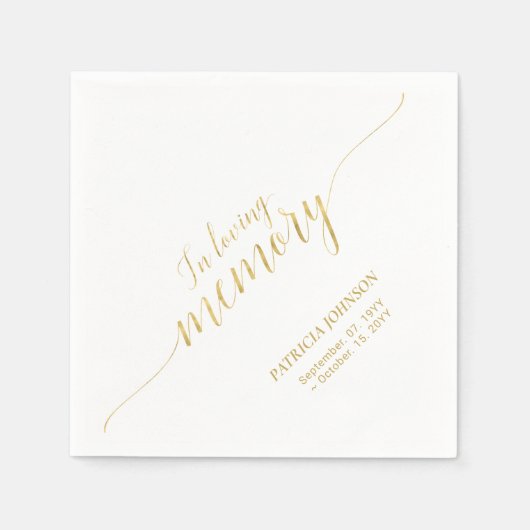 Bij het opslaan van geheugen | Elegant Gold Script Servet (Voorkant)