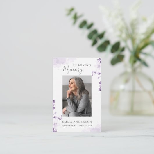 Bij het opslaan van geheugen | Foto Funeral Prayer Visitekaartje (Staand voorkant)