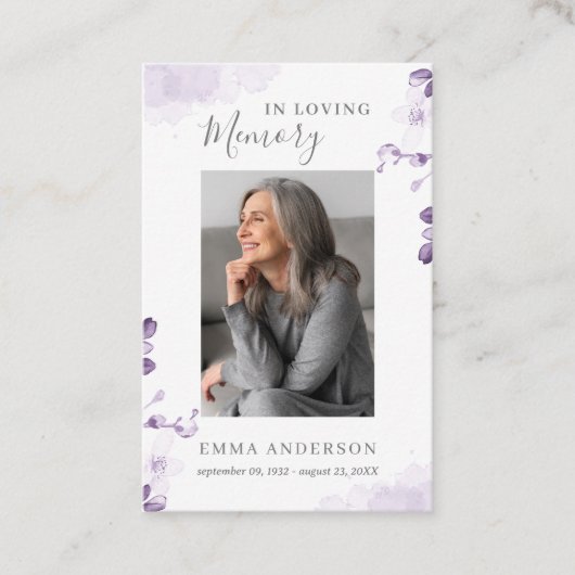 Bij het opslaan van geheugen | Foto Funeral Prayer Visitekaartje (Voorkant)