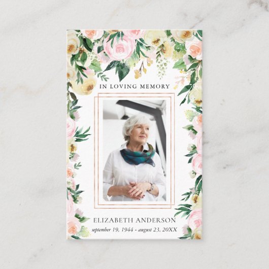 Bij het opslaan van geheugen | Foto Funeral Prayer Visitekaartje (Voorkant)