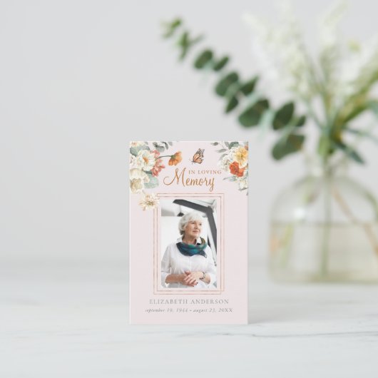 Bij het opslaan van geheugen | Foto Funeral Prayer Visitekaartje (Staand voorkant)