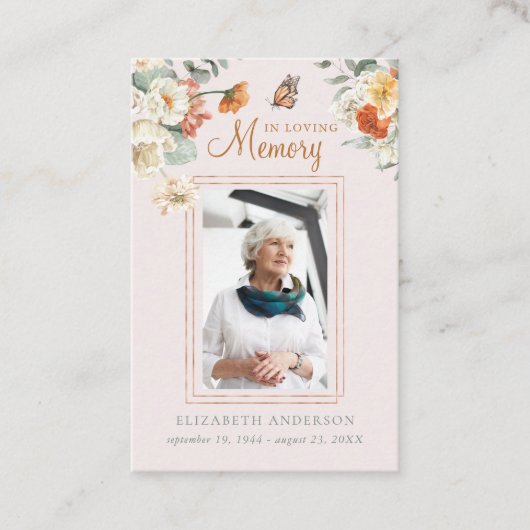 Bij het opslaan van geheugen | Foto Funeral Prayer Visitekaartje (Voorkant)