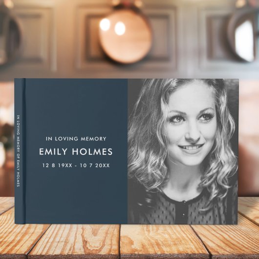 Bij het opslaan van geheugen | Navy Blue Modern Me Gastenboek