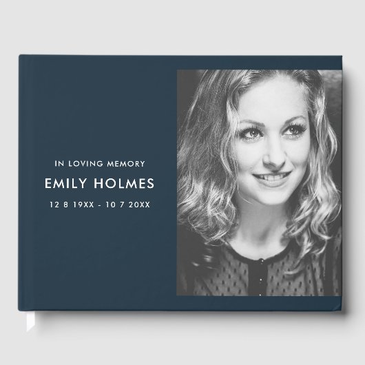 Bij het opslaan van geheugen | Navy Blue Modern Me Gastenboek (Voorkant)