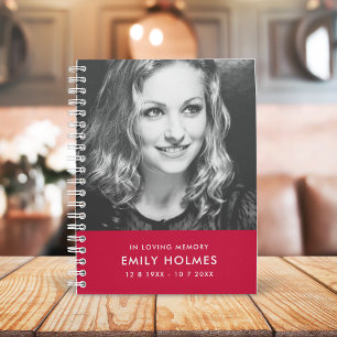 Bij het opslaan van geheugen Roze herdenkingsfot Notitieboek