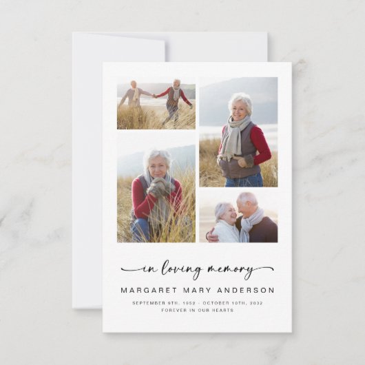 Bij het opslaan van geheugen | Vier foto's begrafe Kaart (Voorkant)