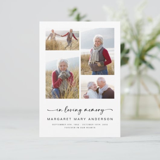 Bij het opslaan van geheugen | Vier foto's begrafe Kaart (Staand voorkant)