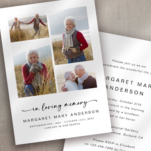 Bij het opslaan van geheugen | Vier foto's begrafe Kaart