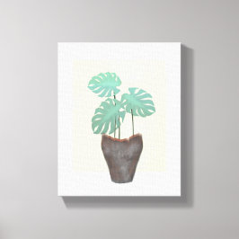 Bij het raam Monstera Plant in vaas Canvas Afdruk