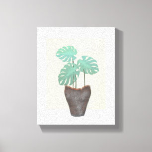 Bij het raam Monstera Plant in vaas Canvas Afdruk