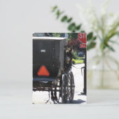 Bij het stopteken, een amish paard briefkaart (Staand voorkant)