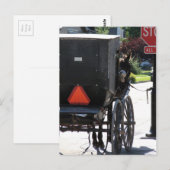 Bij het stopteken, een amish paard briefkaart (Voorkant / Achterkant)