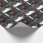 Bij het stopteken, een amish paard cadeaupapier (Hoek)