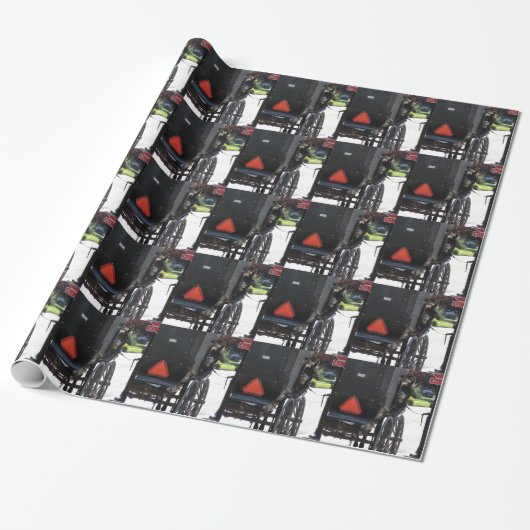 Bij het stopteken, een amish paard cadeaupapier (Uitgerold)