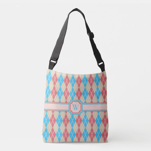 Bij het strand Argyle All-Over-Print Bag Crossbody Tas (Voorkant)