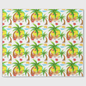 Bij het strand cadeaupapier (Vlak)