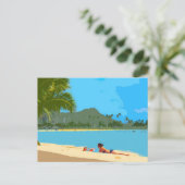 Bij het strand in Hawaï! Briefkaart (Staand voorkant)