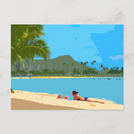 Bij het strand in Hawaï! Briefkaart (Voorkant)