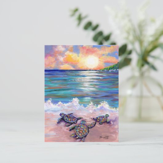 Bij het strand met Baby-Zeeen Briefkaart (Staand voorkant)