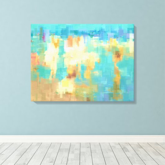 Bij het strand Modern Blockism Abstract kunstwerk Canvas Afdruk (Insitu (Houten vloer))