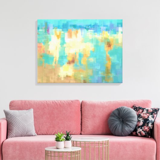 Bij het strand Modern Blockism Abstract kunstwerk Canvas Afdruk (Insitu (Woonkamer))