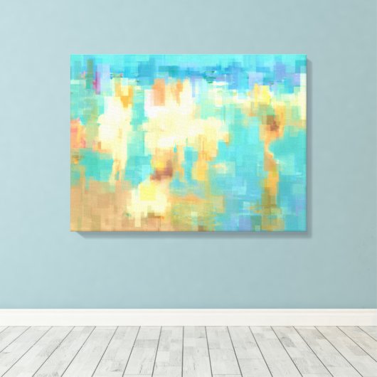 Bij het strand Modern Blockism Abstract kunstwerk Canvas Afdruk (Insitu (Houten vloer))