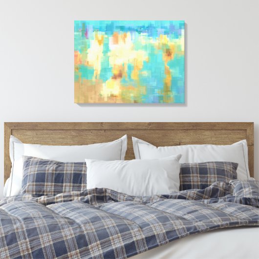 Bij het strand Modern Blockism Abstract kunstwerk Canvas Afdruk (Insitu (Slaapkamer))