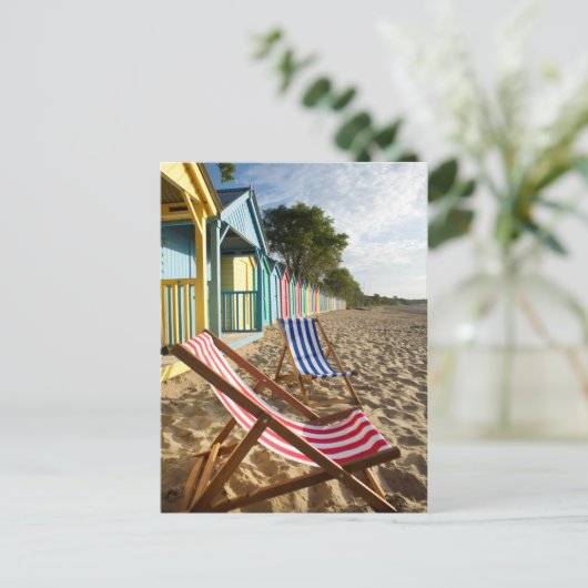 Bij het strand | Striped Beach Chairs Briefkaart (Staand voorkant)