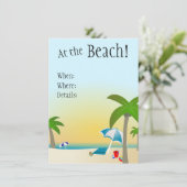 Bij het strand. uitnodiging (Staand voorkant)