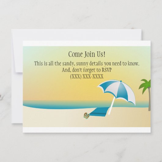 Bij het strand. uitnodiging (Achterkant)