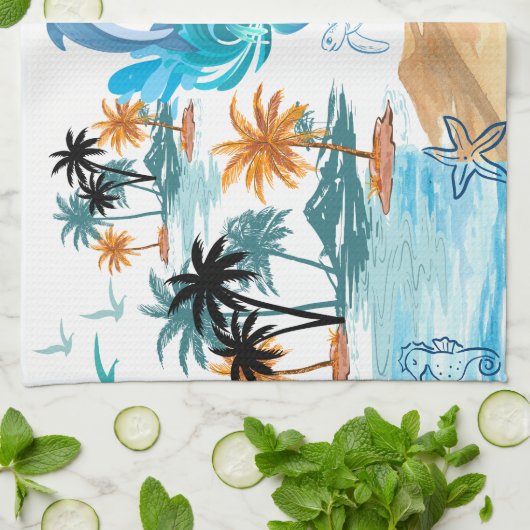 Bij het Zee keukenhanddoek (Gevouwen)