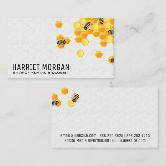 Bij | Honingraat | Insect Visitekaartje (Voorkant / Achterkant)