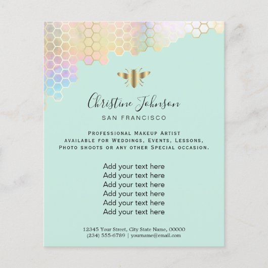 bij-honingraat op munt achtergrond flyer (Voorkant)