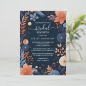 Bij Hydrangea Metallic Pure Navy Blue Vrijgezellen Kaart (Staand voorkant)