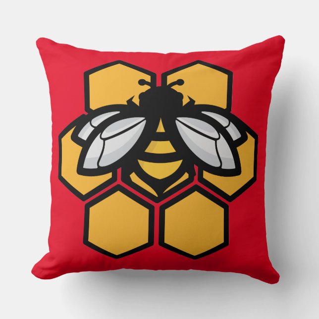 bij in een korf kussen (Voorkant)