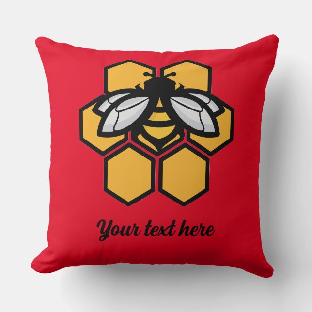 bij in een korf kussen (Voorkant)