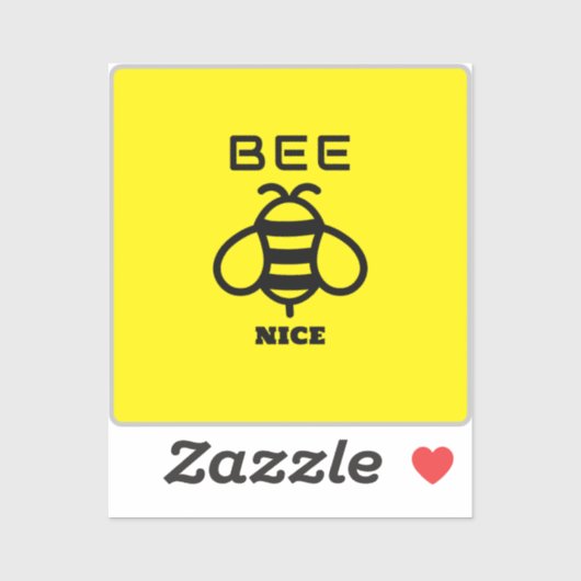 Bij is leuk met gele achtergrondontwerp sticker (Vel)